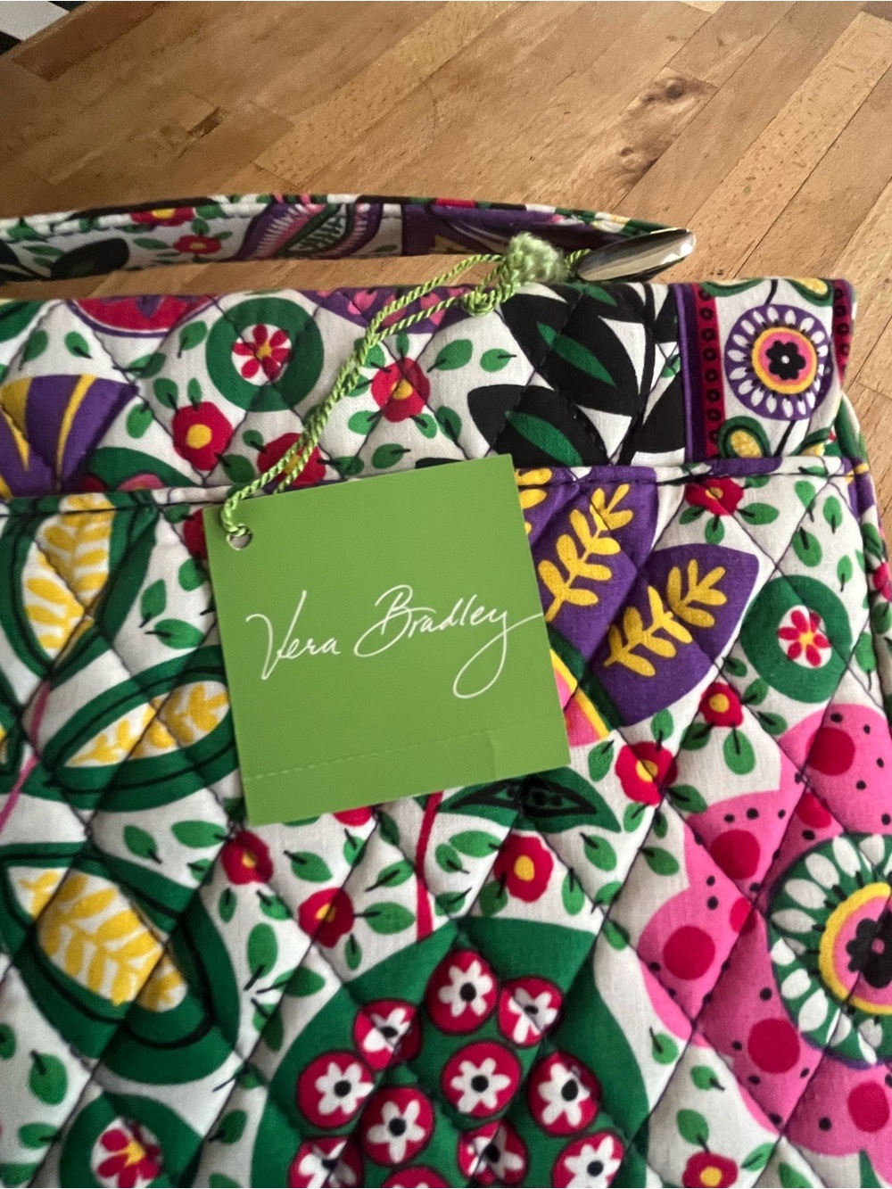 Quilted Floral Top-Handle Satchel in Multicolor - Picture 12 of 12